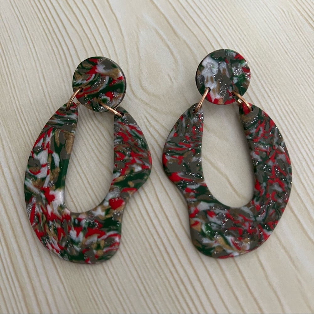 Pennyclays Christmas Tree Clay Statement Earrings
